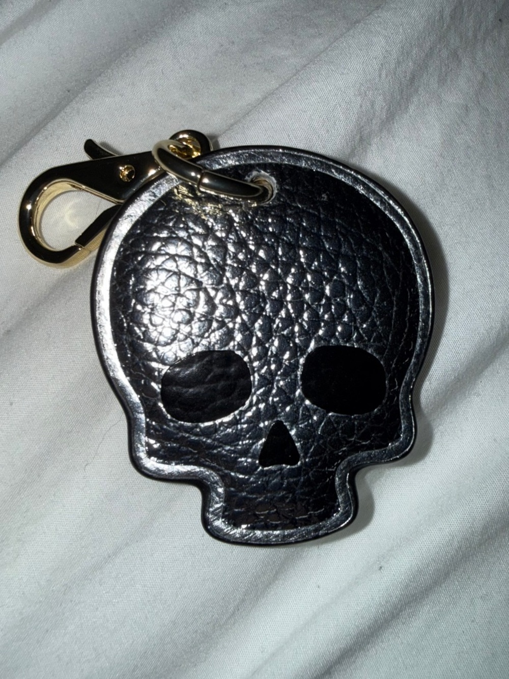 Skeleton Bag Charm Leather Silver / Black